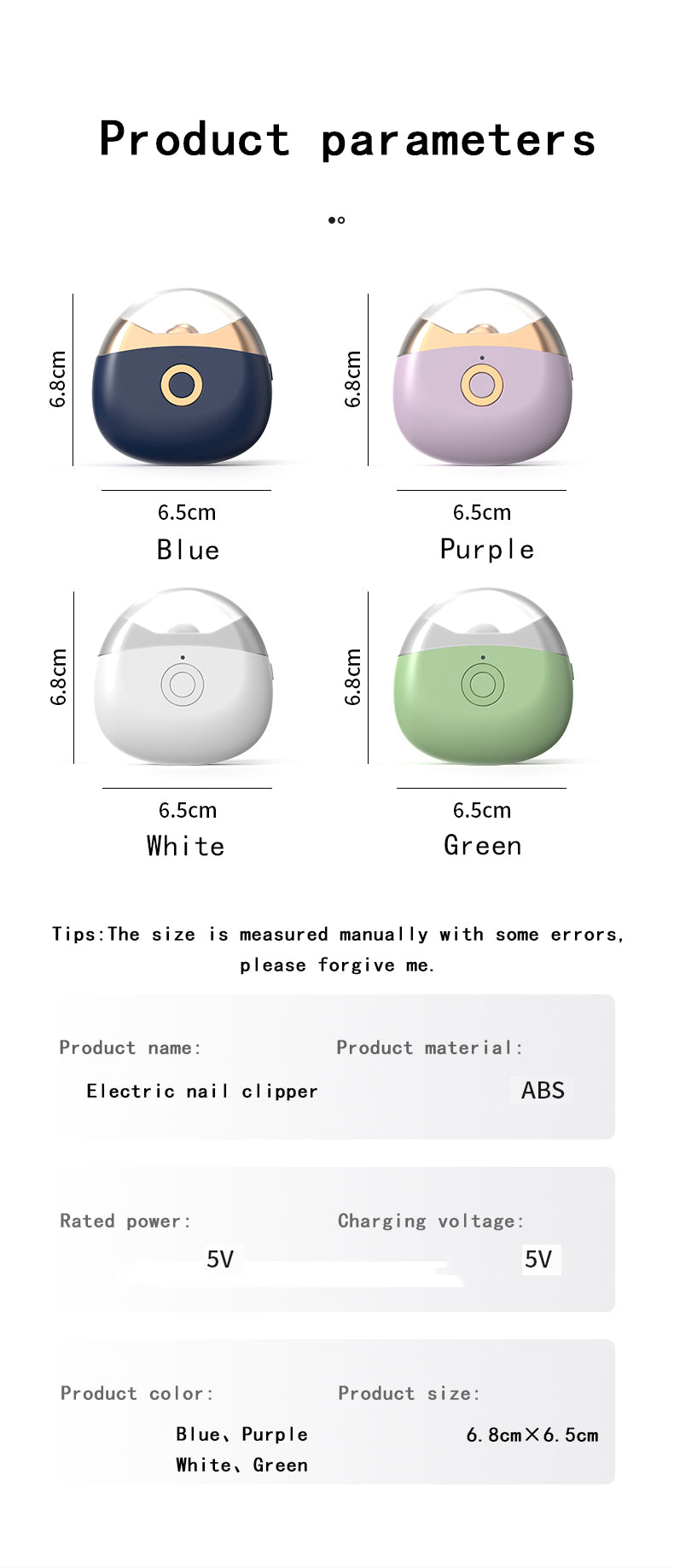 Electric Automatic Nail Clippers USB Rechargeable Electric Trimmer Nail Cutter Scissors For Women Men