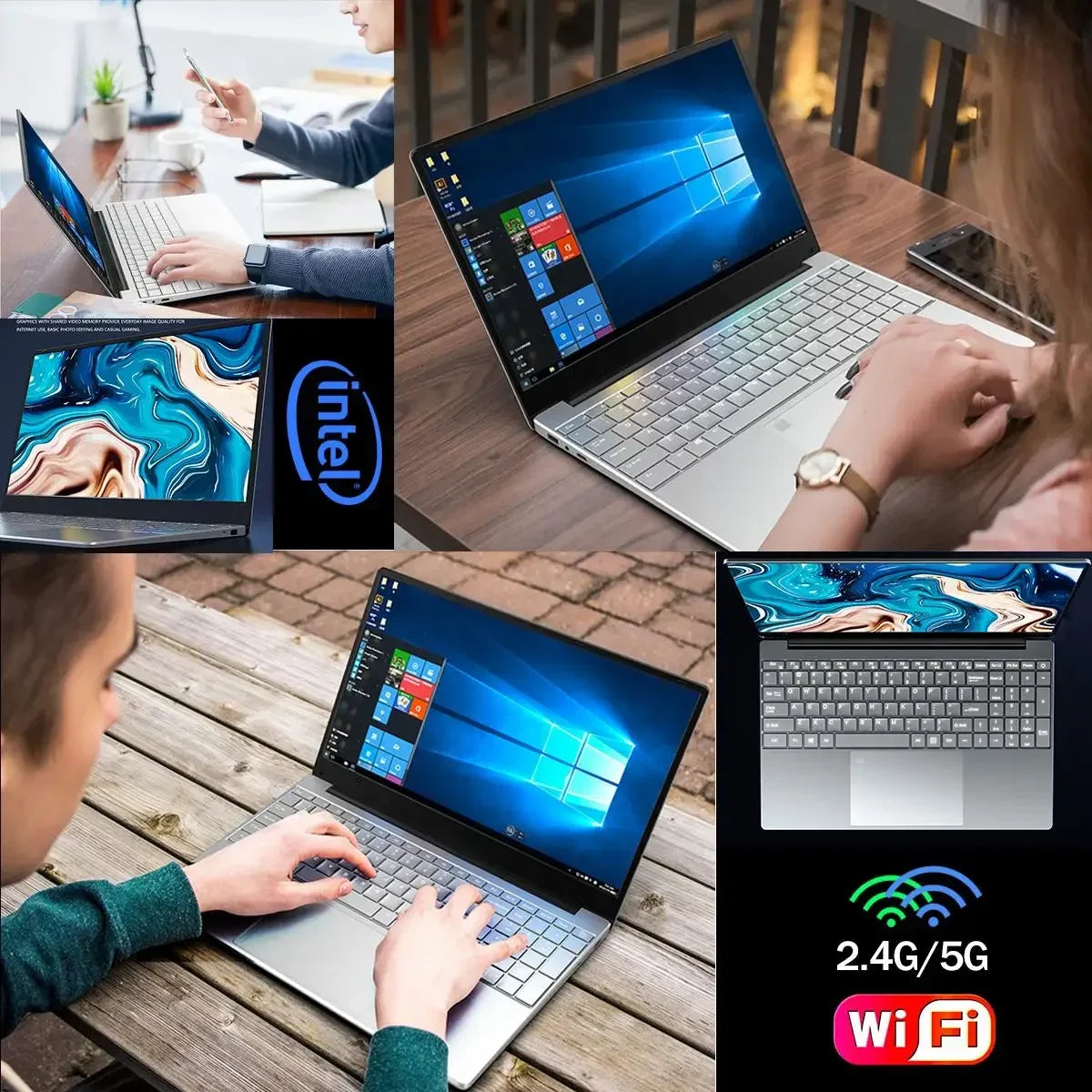 Ultra Slim Windows 11 Laptop Computer 14.1" 12GB RAM 512GB 1TB SSD Intel N4000 Notebook Gamer 1920*1080 Office Study Computer PC
