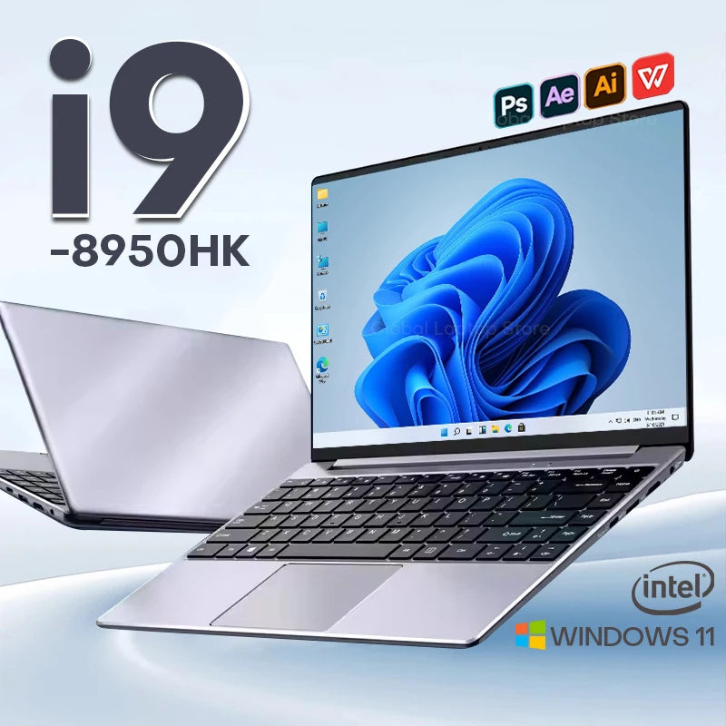 2025 便攜式 i9 筆記型電腦 Windows 11 專業版英特爾酷睿 i9 8950HK 16GB 1TB 遊戲筆記型電腦雙頻 WiFi 6 核心筆記型電腦