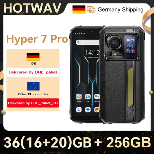 HOTWAV Hyper 7 Pro 36GB(16+20) 256GB 5G Smartphone 200MP 6.6'' FHD+ 120Hz 10800mAh 33W Android 14 Rugged Cell Phone