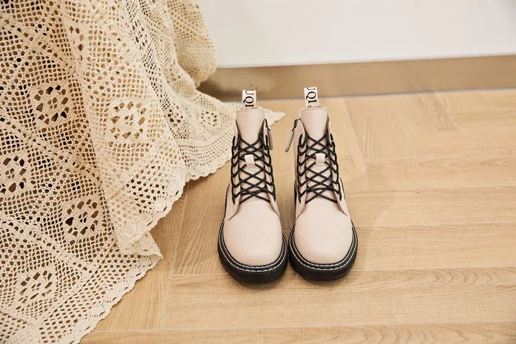 DIMANYU Women Ankle Boots2025 New Genuine Leather Winter Thick With Fur Ladies Short Boots Motorcycle Martn Boots Women