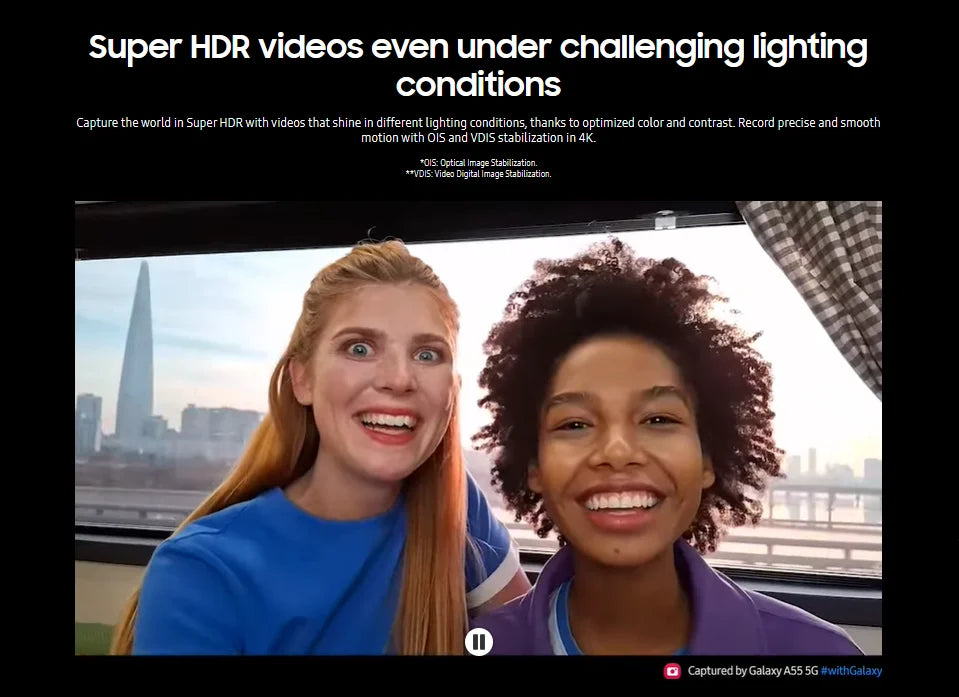 Samsung Galaxy A55 5G Smartphone Exynos 1480 50MP Camera 6.6" FHD+ Super AMOLED 120Hz Display 25W 5000mAh Battery Cellphone