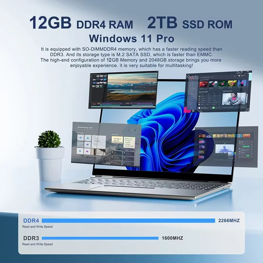 NEW 14.1'' Slim Office Laptop Windows 11 Intel i7 7500U 180° 12GB RAM 512GB 1TB SSD 1920*1080 Office Study Computer PC