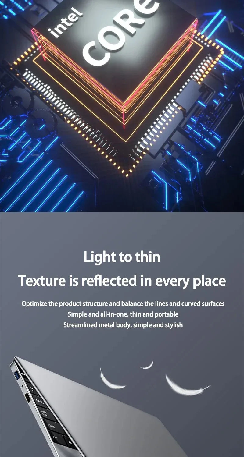 Laptop Computer 15.6 Inch CPU Intel N5095 16GB RAM 1TB WiFi6 Lightweight Business Computer Notebook Windows 11 Gaming laptops