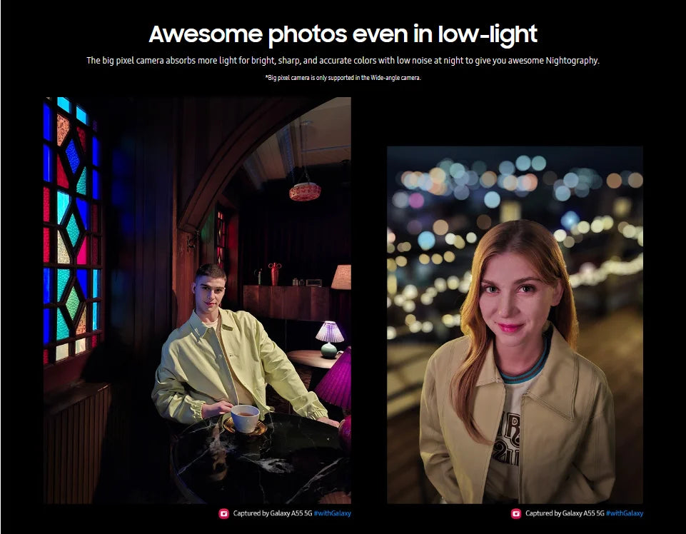 Samsung Galaxy A55 5G Smartphone Exynos 1480 50MP Camera 6.6" FHD+ Super AMOLED 120Hz Display 25W 5000mAh Battery Cellphone