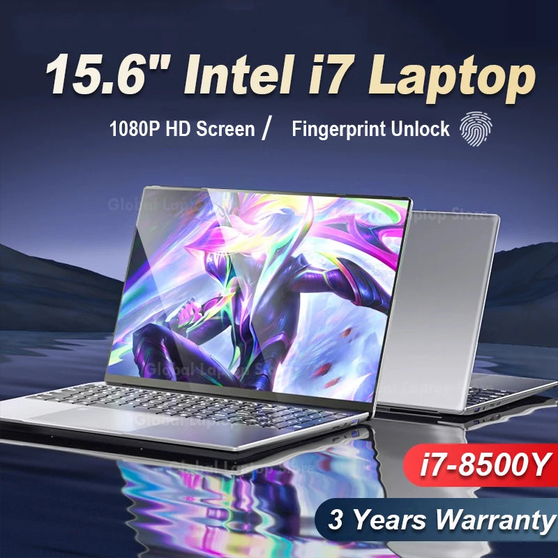 Fingerprint UnIock Notebook Windows 11 Pro 15.6 inch Laptop Computer PC Gamer Intel Core i7 8500Y Office Study Gaming Laptops i7