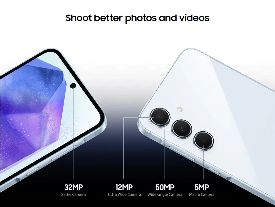 Samsung Galaxy A55 5G Smartphone Exynos 1480 50MP Camera 6.6" FHD+ Super AMOLED 120Hz Display 25W 5000mAh Battery Cellphone