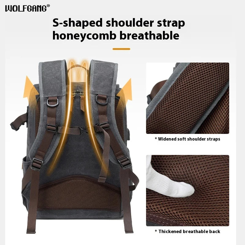 Wolfgang Professional Micro SLR Digital Camera Backpack Large Capacity Multi-Function Bag for Outdoor Travel Commuter-for Men