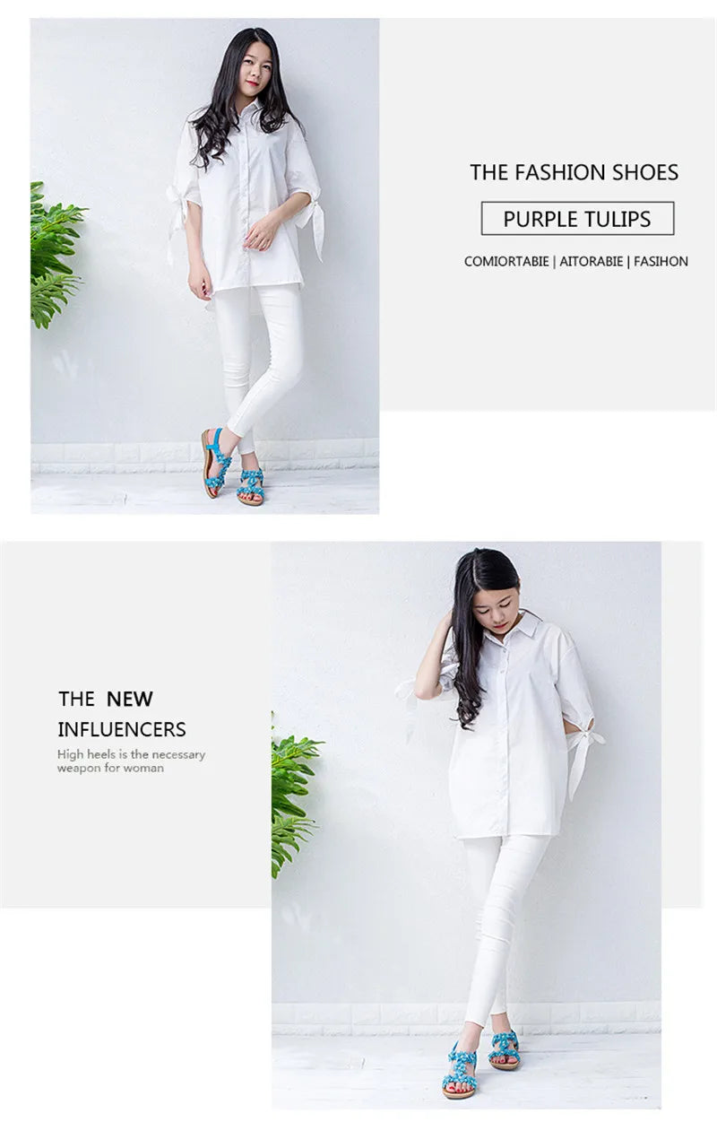 BEYARNEComfortable flat sandals women big size summer shoes woman bohemia flowers rhinestone beach ladies shoes thongs