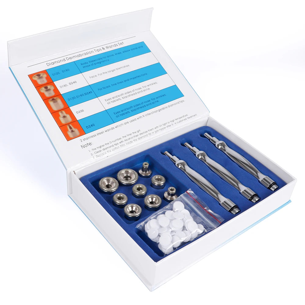 9 Tips 3 Wands Diamond Dermabrasion Accessory Tips For Facial Skin Peeling Blackhead Remover Face Care Beauty