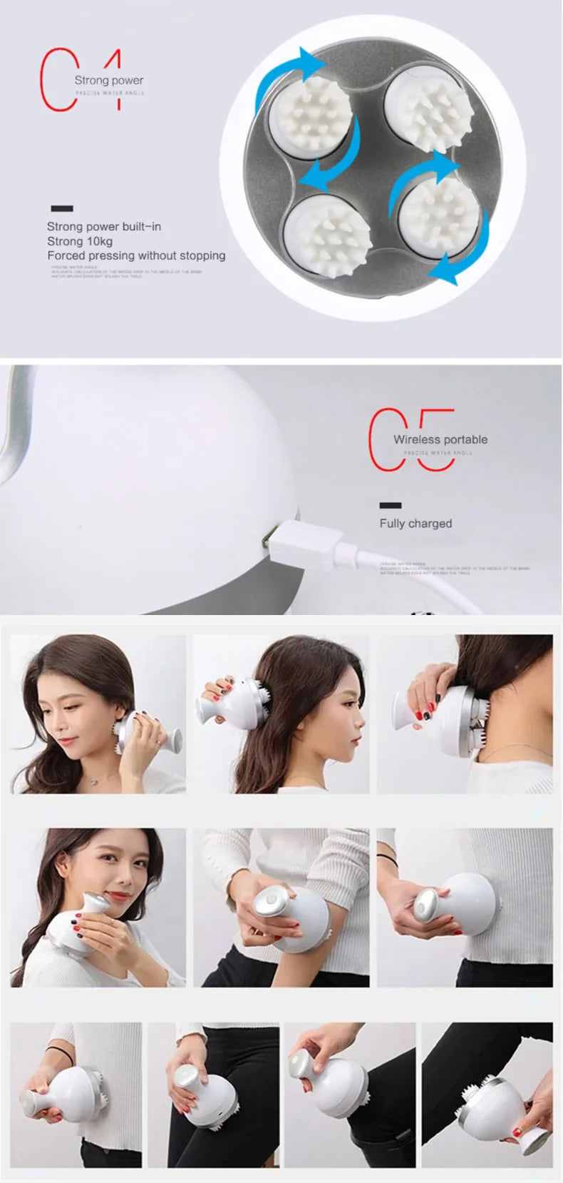 Electric Head Massage Health Care Antistress Relax Body Massagem  Deep Tissue Wireless Scalp Massager Prevent Hair Loss Relieve