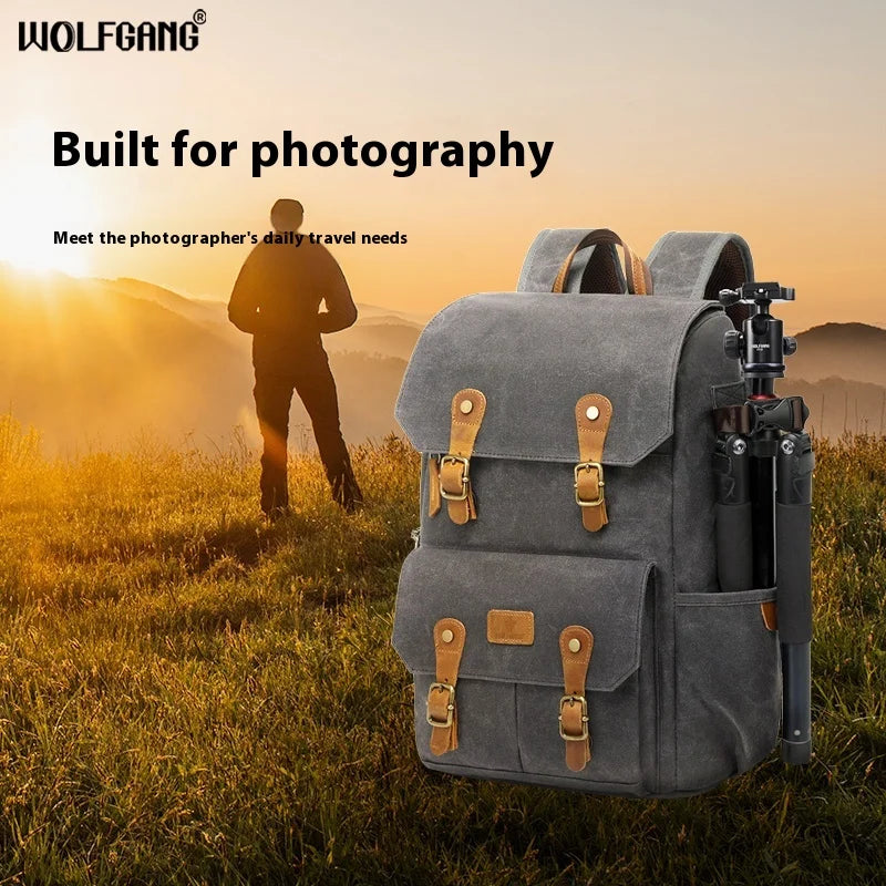 Wolfgang Professional Micro SLR Digital Camera Backpack Large Capacity Multi-Function Bag for Outdoor Travel Commuter-for Men