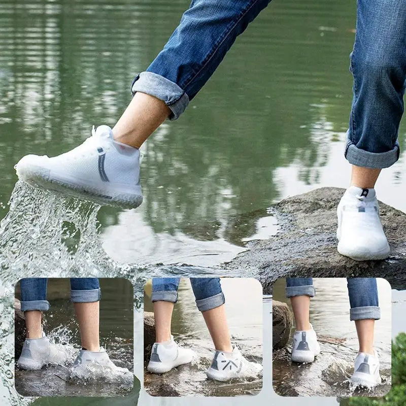 1Pair Reusable Waterproof Rain Shoes Covers Slip-resistant Rubber Rain Boot Overshoes Outdoor Walking Shoes Accessories Dropship