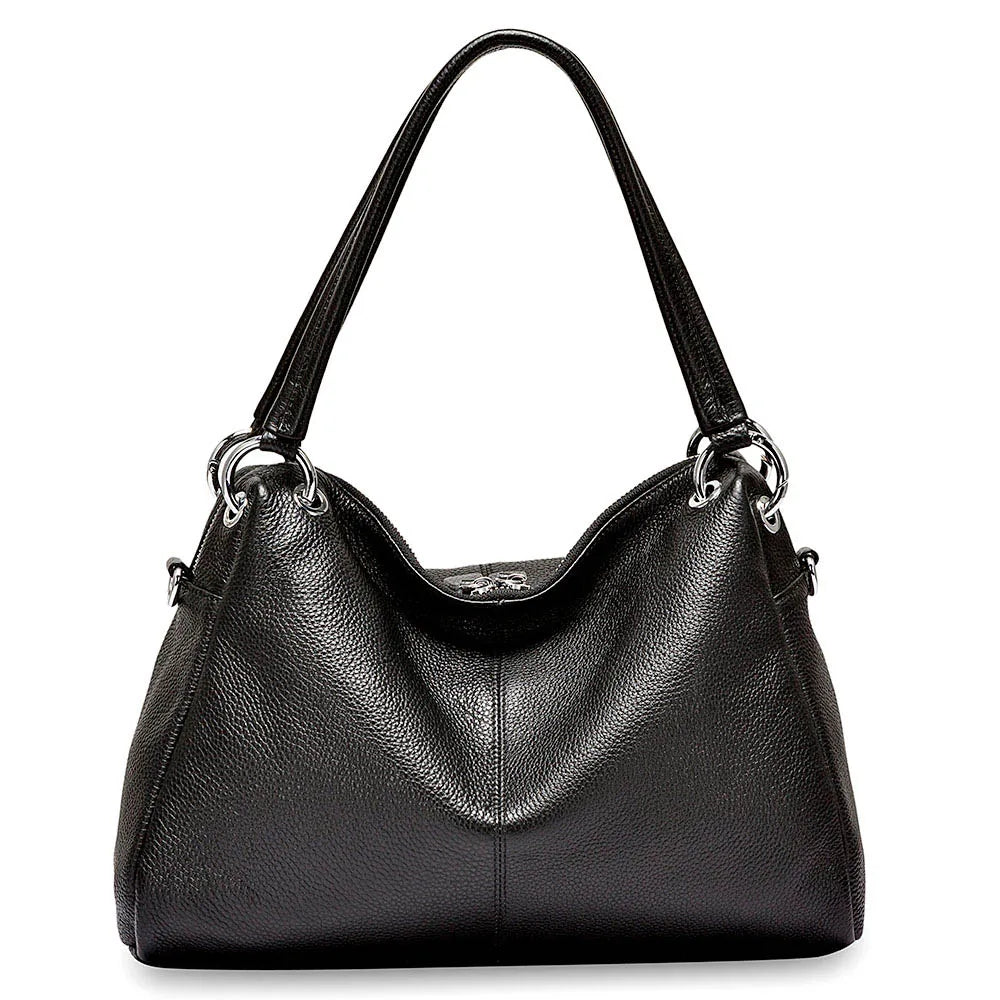 Zency Fashion Hobos 100% Genuine Leather Soft Skin Women Shoulder Bag Classic Black Elegant Lady Crossbody Purse Tote Handbag