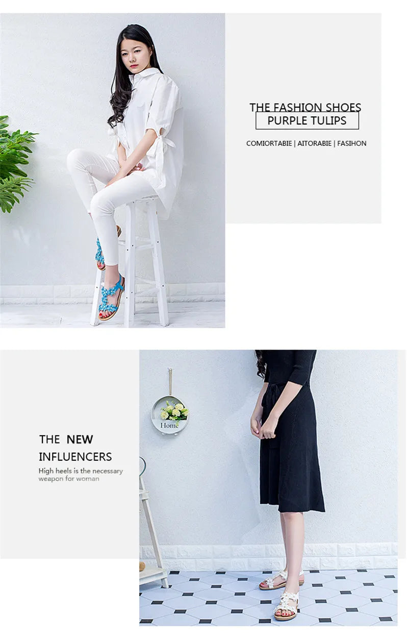 BEYARNEComfortable flat sandals women big size summer shoes woman bohemia flowers rhinestone beach ladies shoes thongs