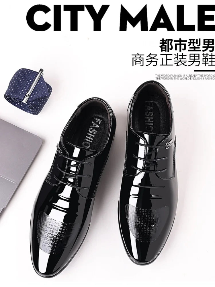 Luxury Business Oxford Leather Shoes Men Breathable Patent Leather Formal Shoes Plus Size Man Office Wedding Flats Male Black