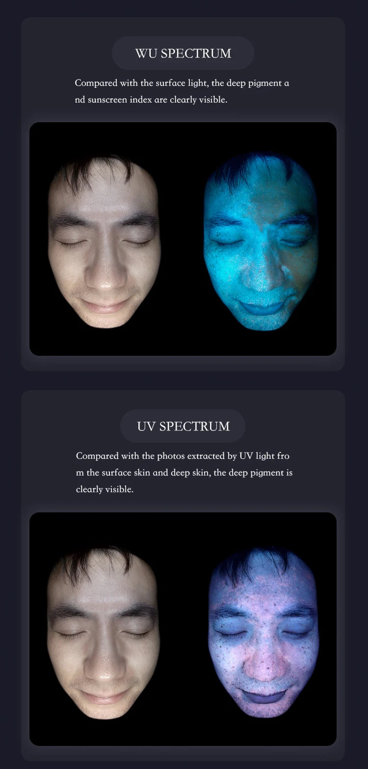 Q1 3D AI Facial Skin Analyzer Detection Skin Problem Diagnosis 8 Spectrum Professional Analysis Beauty Salon Equipment