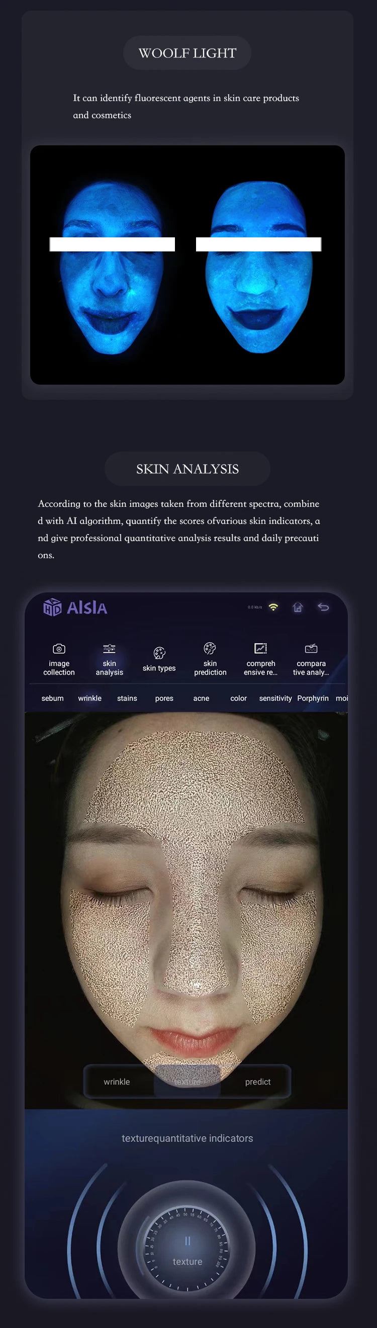 Q1 3D AI Facial Skin Analyzer Detection Skin Problem Diagnosis 8 Spectrum Professional Analysis Beauty Salon Equipment