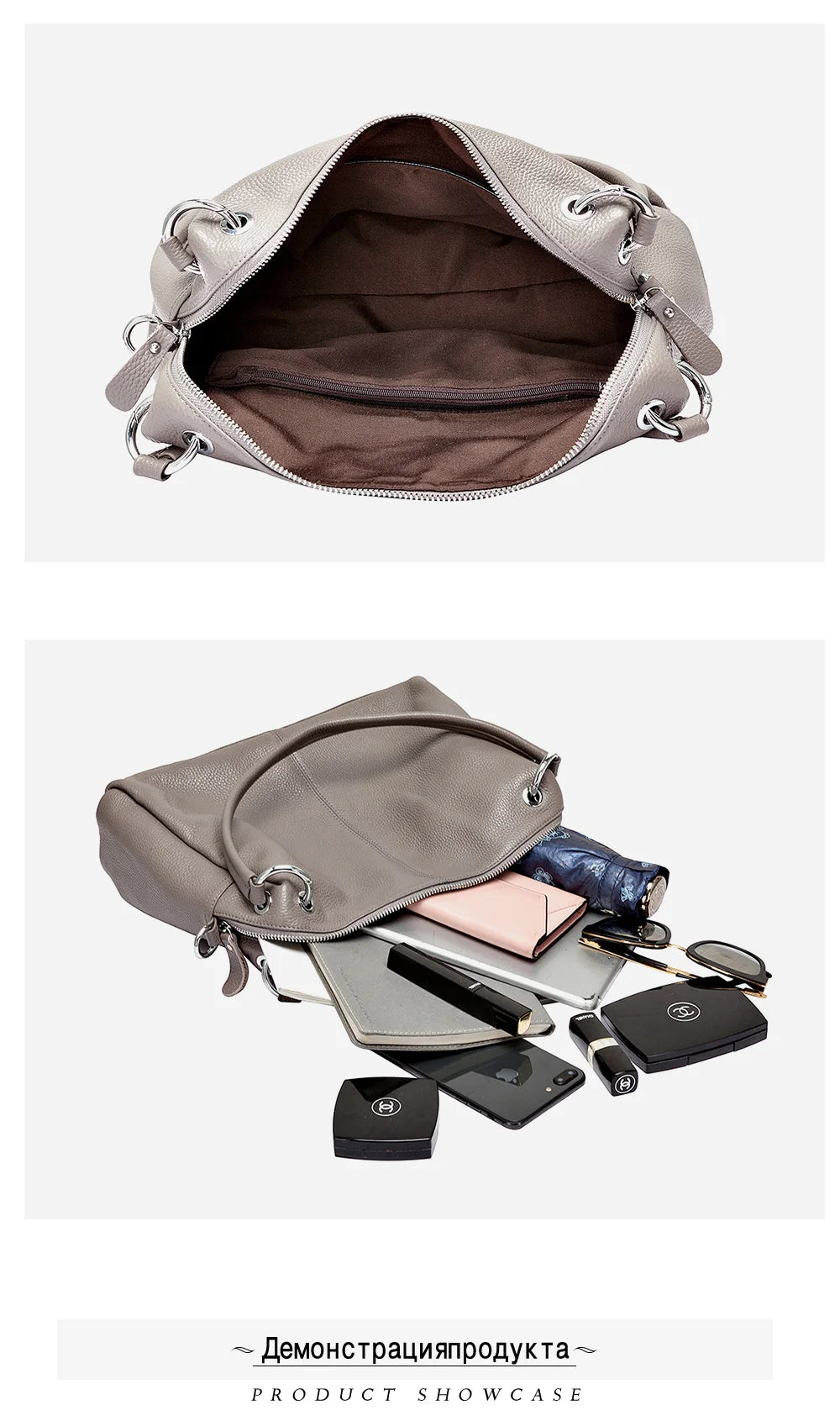 Zency Fashion Hobos 100% Genuine Leather Soft Skin Women Shoulder Bag Classic Black Elegant Lady Crossbody Purse Tote Handbag