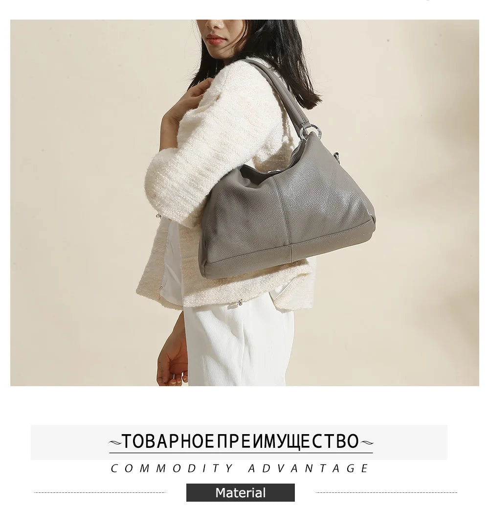 Zency Fashion Hobos 100% Genuine Leather Soft Skin Women Shoulder Bag Classic Black Elegant Lady Crossbody Purse Tote Handbag