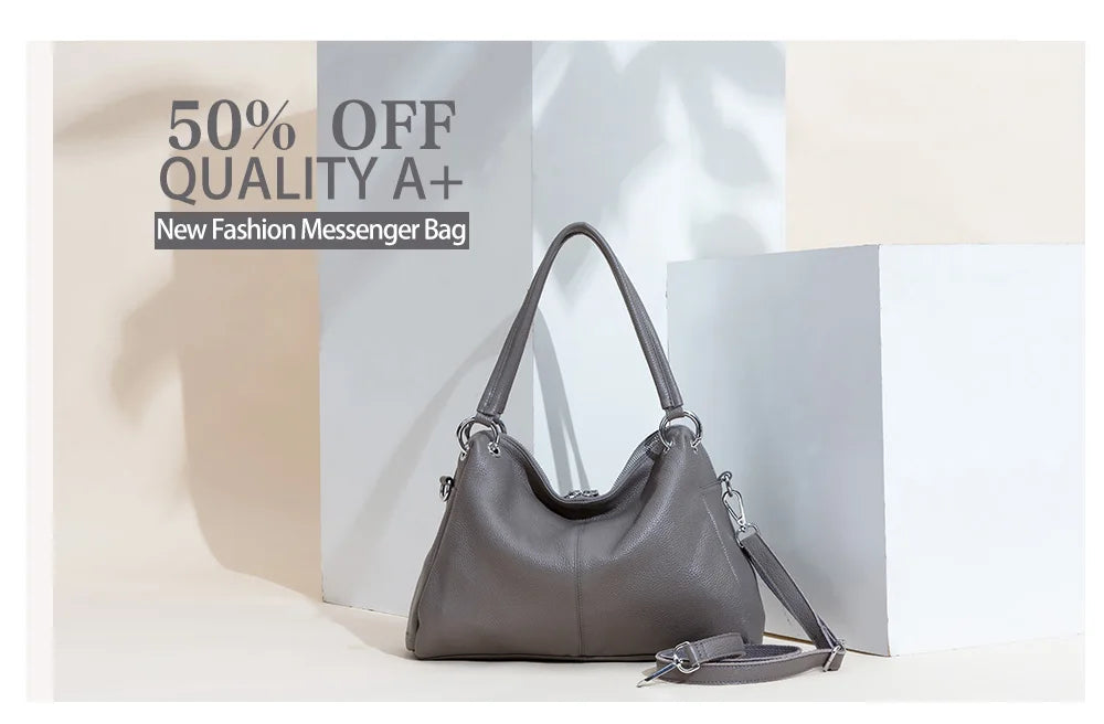 Zency Fashion Hobos 100% Genuine Leather Soft Skin Women Shoulder Bag Classic Black Elegant Lady Crossbody Purse Tote Handbag