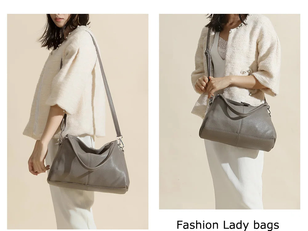 Zency Fashion Hobos 100% Genuine Leather Soft Skin Women Shoulder Bag Classic Black Elegant Lady Crossbody Purse Tote Handbag