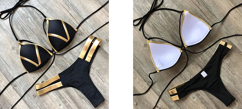 Contrast Trim Wrap Lace Up Bikini Sets Swimsuit For Women High Waist Two Pieces Swimwear 2022 Beach Bathing Suits