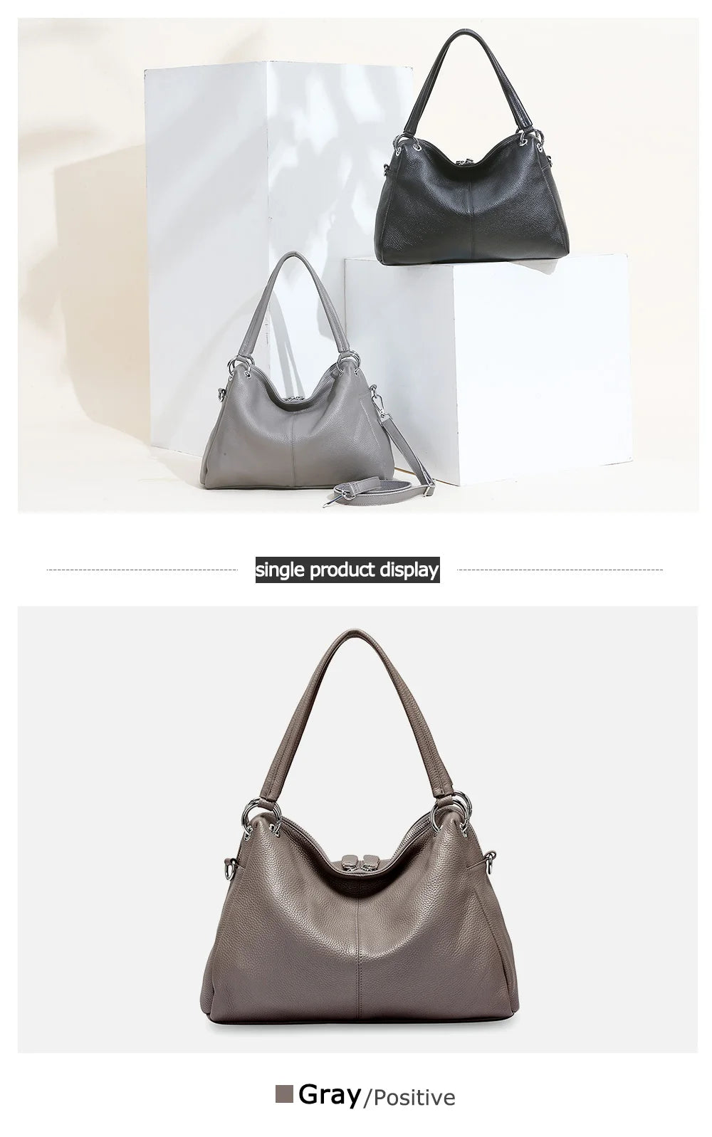 Zency Fashion Hobos 100% Genuine Leather Soft Skin Women Shoulder Bag Classic Black Elegant Lady Crossbody Purse Tote Handbag