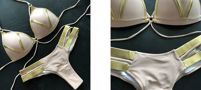 Contrast Trim Wrap Lace Up Bikini Sets Swimsuit For Women High Waist Two Pieces Swimwear 2022 Beach Bathing Suits