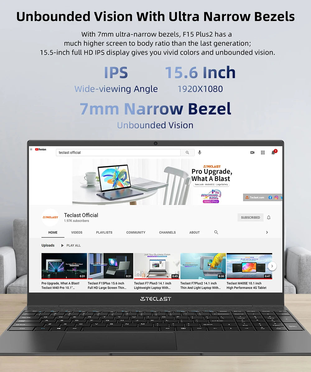 Teclast F15 Plus 2 Laptop 15.6 Inch Windows 11 Laptop 8Gb Ram 256Gb Ssd Gemini Lake N4120 Usb3.0 Mini-Hdmi Full Size Keyboard