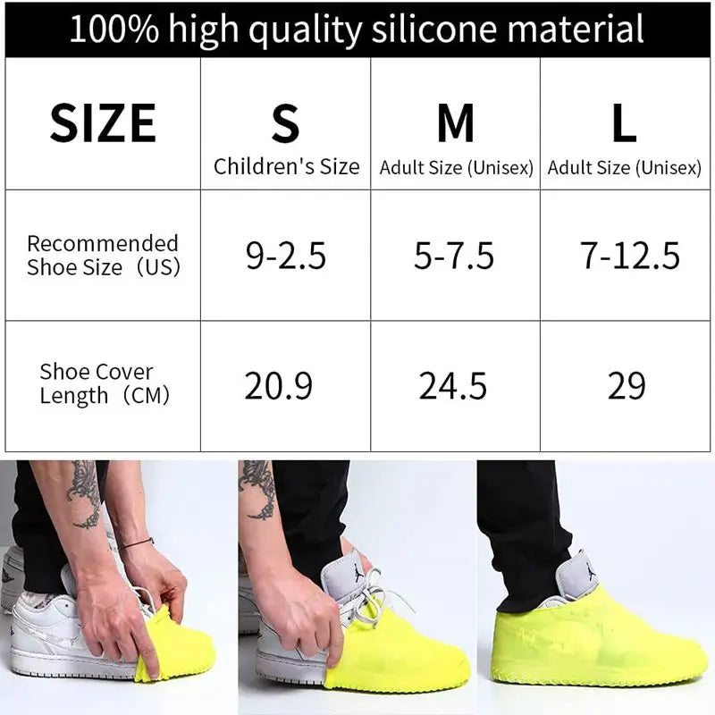 1Pair Reusable Waterproof Rain Shoes Covers Slip-resistant Rubber Rain Boot Overshoes Outdoor Walking Shoes Accessories Dropship