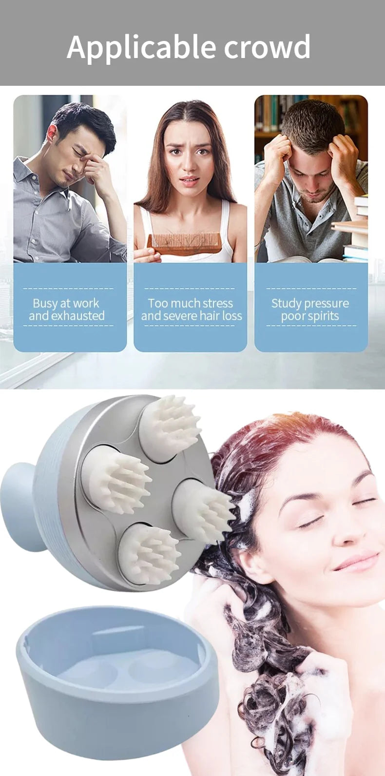 Electric Head Massage Health Care Antistress Relax Body Massagem  Deep Tissue Wireless Scalp Massager Prevent Hair Loss Relieve