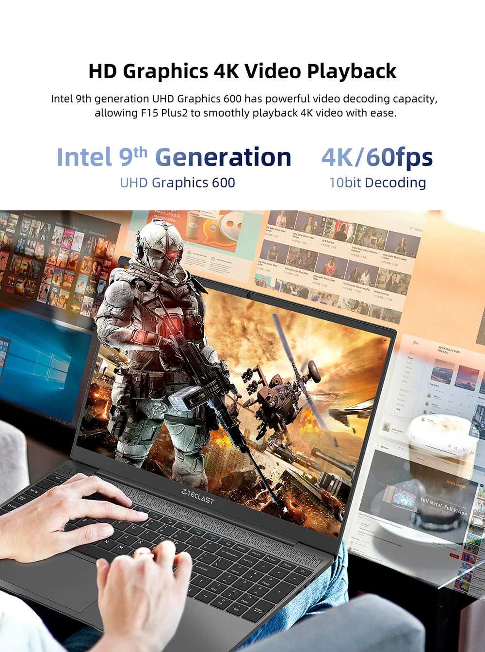 Teclast F15 Plus 2 Laptop 15.6 Inch Windows 11 Laptop 8Gb Ram 256Gb Ssd Gemini Lake N4120 Usb3.0 Mini-Hdmi Full Size Keyboard