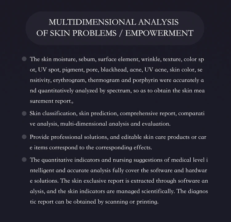 Q1 3D AI Facial Skin Analyzer Detection Skin Problem Diagnosis 8 Spectrum Professional Analysis Beauty Salon Equipment