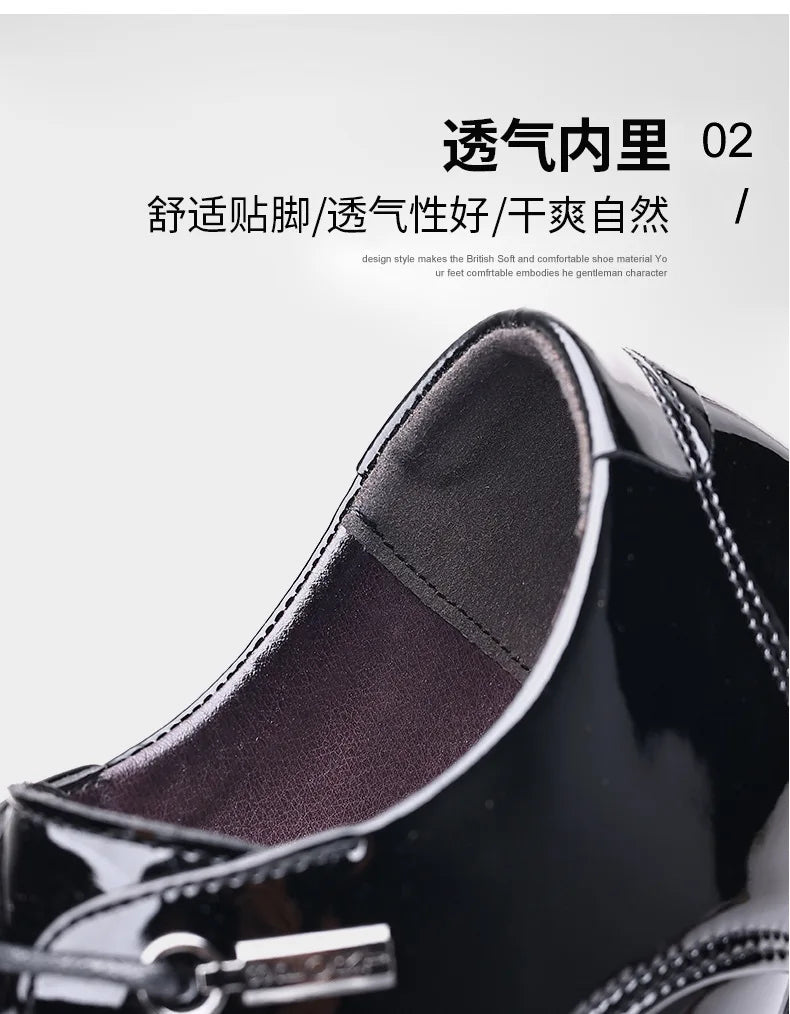 Luxury Business Oxford Leather Shoes Men Breathable Patent Leather Formal Shoes Plus Size Man Office Wedding Flats Male Black