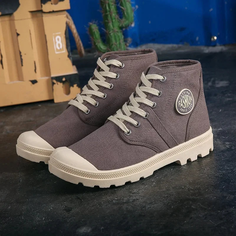 2024 Autumn Early Winter Shoes Men Casual Sneakers Men Canvas Shoes Fashion Brand Mens Sneakers Hard Thick Sole Black KA1009