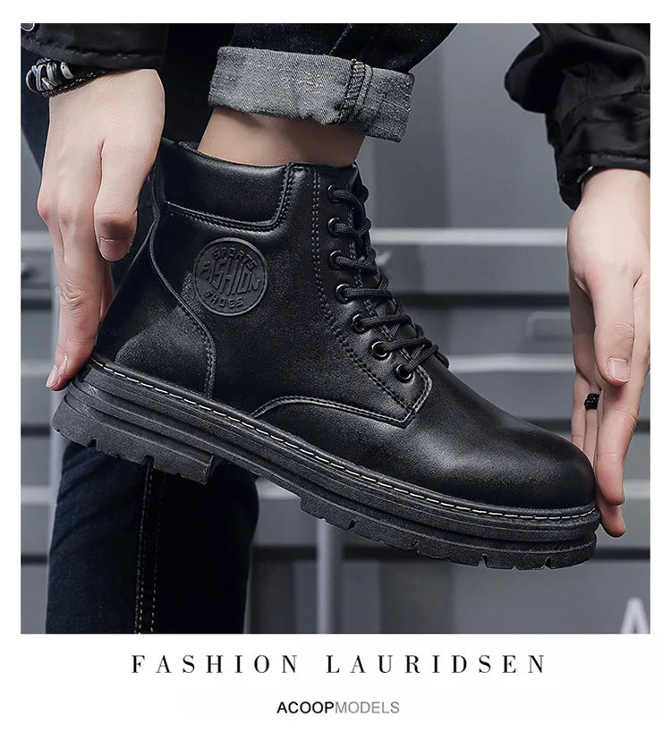 2025 Autumn New Men's Luxury Boots Comfortable Breathable Waterproof Men's Shoes Fashionable Men's Work Boots Motorcycle Boots