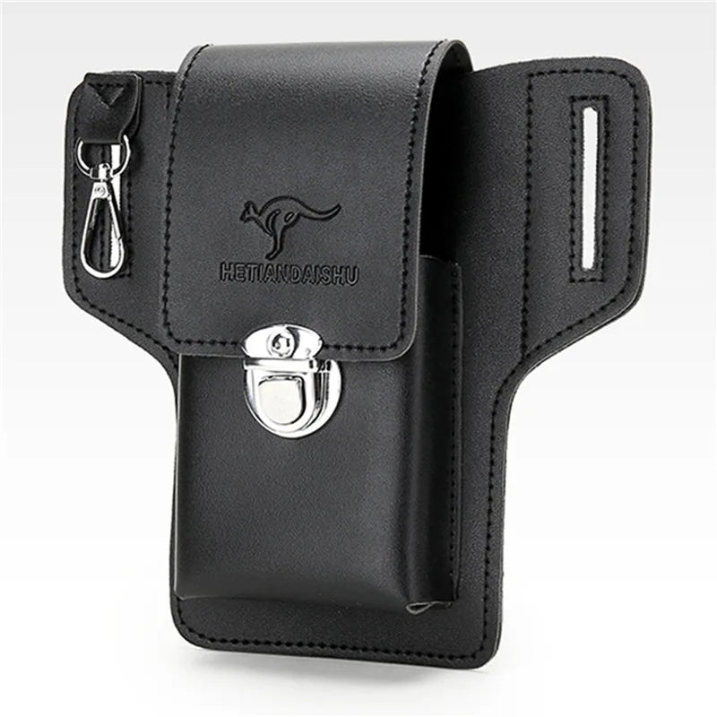 Fashion Leather Male Waist Pack Phone Pouch Bags Waist Bag Men's Belt Bag Multifunctional Water Proof Waist Bag Crossbody Bags