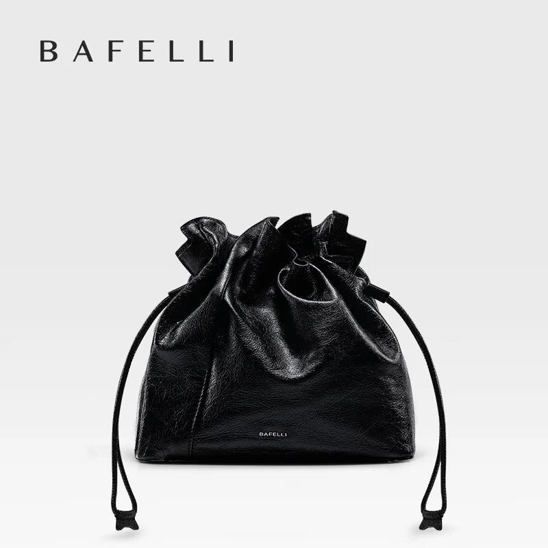 BAFELLI 2025 NEW WOMEN'S BAG LEATHER CASUAL BUCKET HANDBAGS FOR FEMALE TREND FASHION SHOPPER PURSE LUXURY BRAND SHOULDER