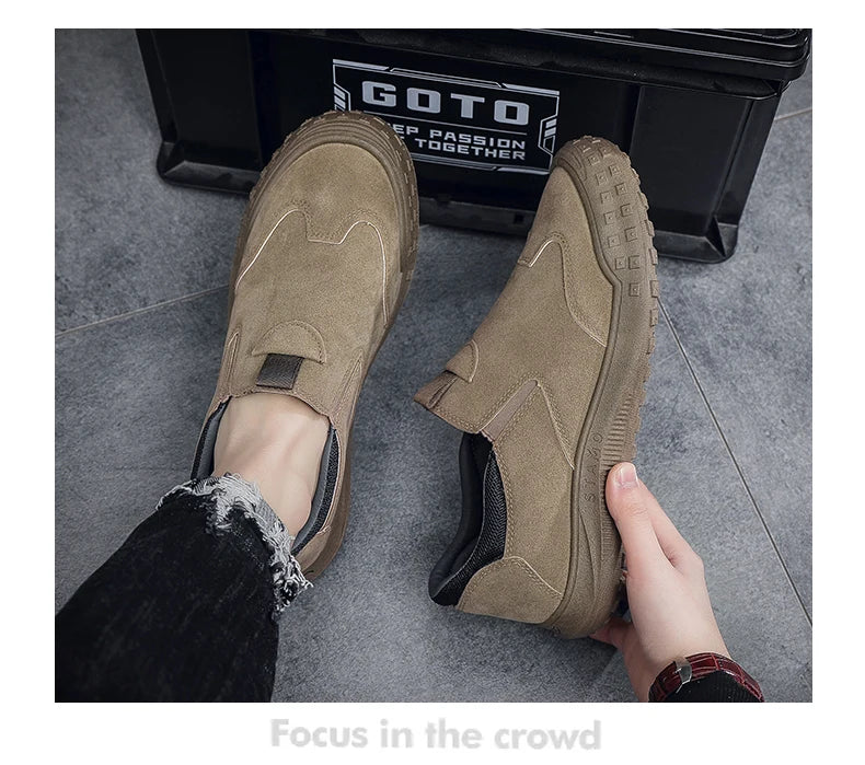 2025Men's Workwear Casual Sneakers Indoor Breathable Loafers Outdoor Seasonal Lightweight Beach Shoes Soft Sole Non-slip Fashion