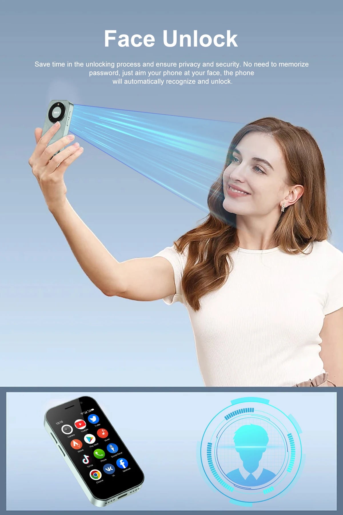 SERVO KING 9000 3.0" HD Display Small Smartphone Android 10.0 Network 4G LTE 2GB+16GB 2000mAh Face Recognition Mini Mobile Phone