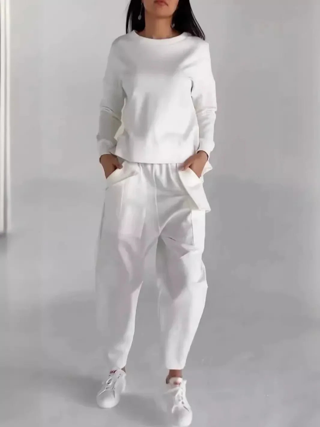 Autumn New Fashion Lace-up Craft Multi-pocket Trend Sports Solid Color Casual Pants Set for Women