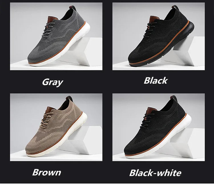 STRONGSHEN Men Casual Handmade Shoes Mesh Breathable Sneakers Business Fashion Business Formal Shoes for Men Trainers Zapatos