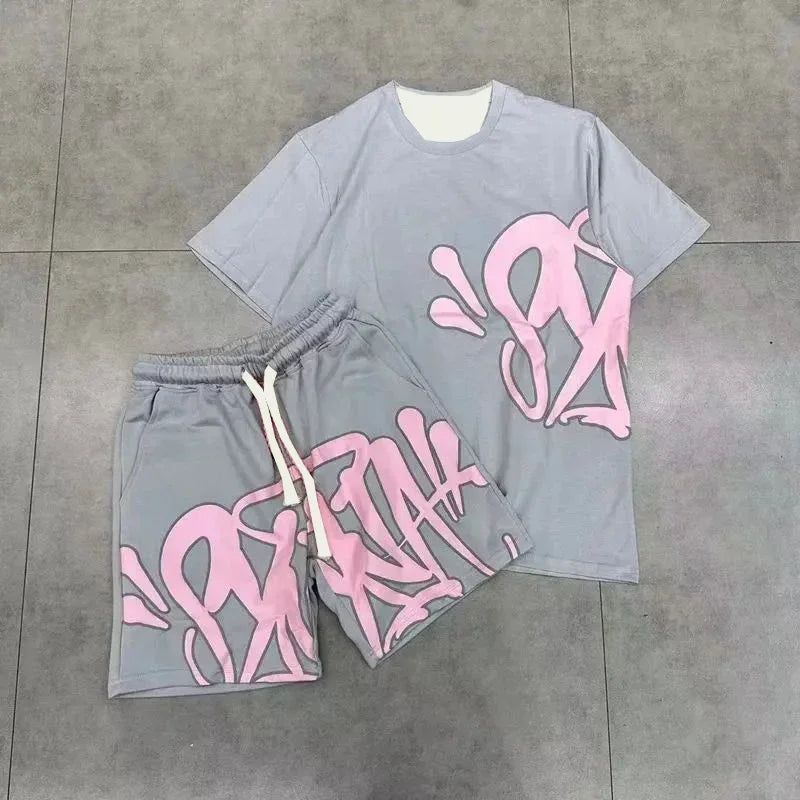 男士短袖T卹短褲兩件戶外跑步訓練服夏季速乾吸汗運動套裝