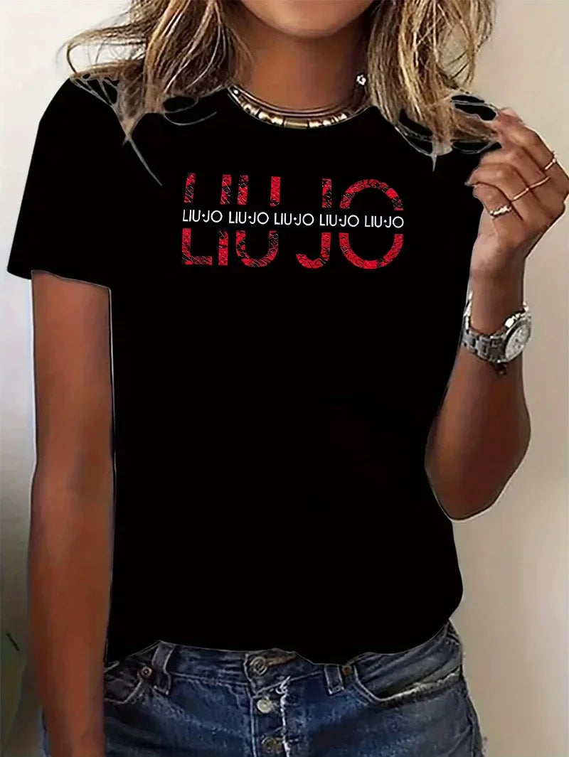 LIU-JO 女士短袖T卹高品質夏季時尚Y2K上衣奢華品牌T恤和女士服裝