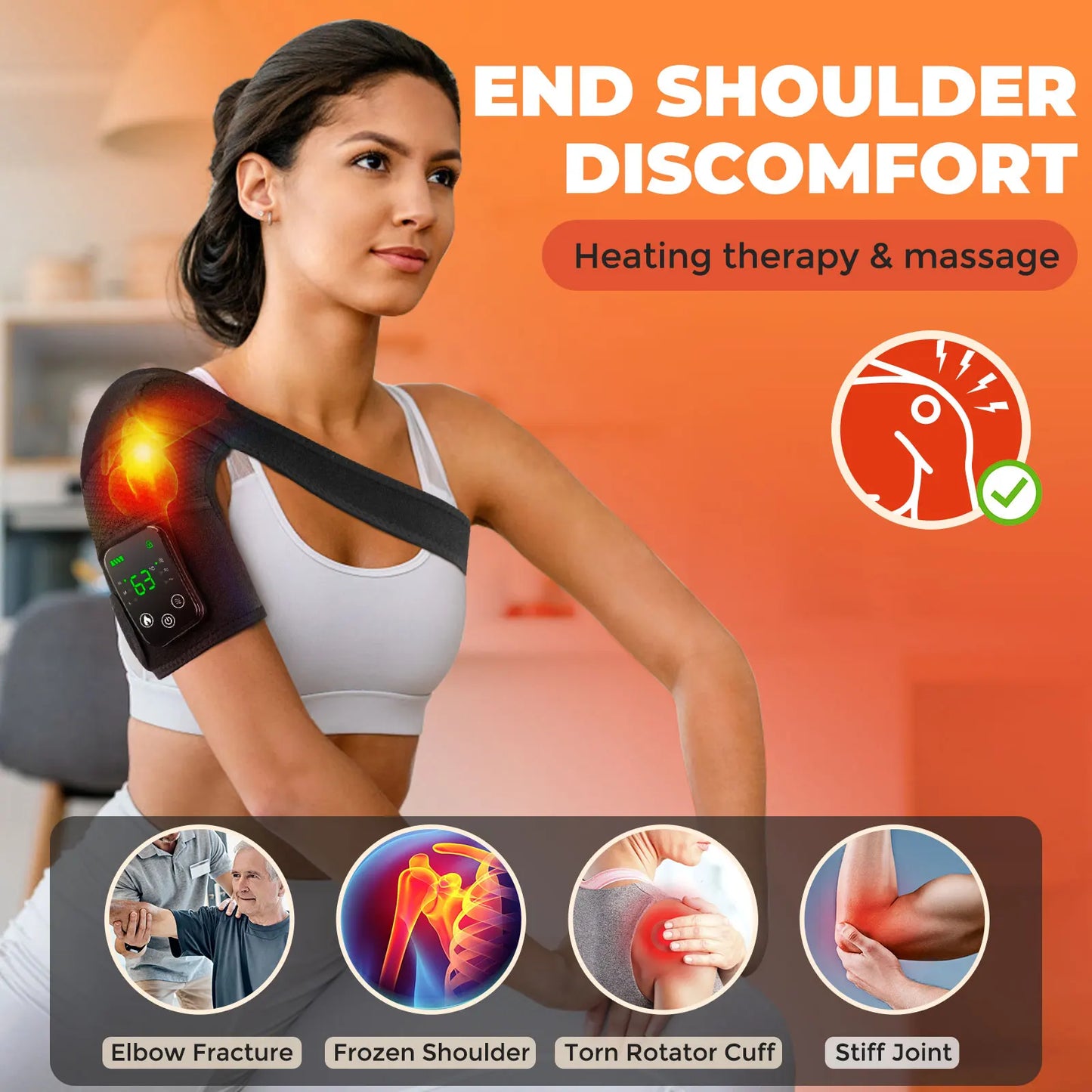 3 in 1 Heated Knee & Shoulder Steamer Vibration Elbow Warmer Shoulder Massager for Arthritis Temperature Control Support Brace