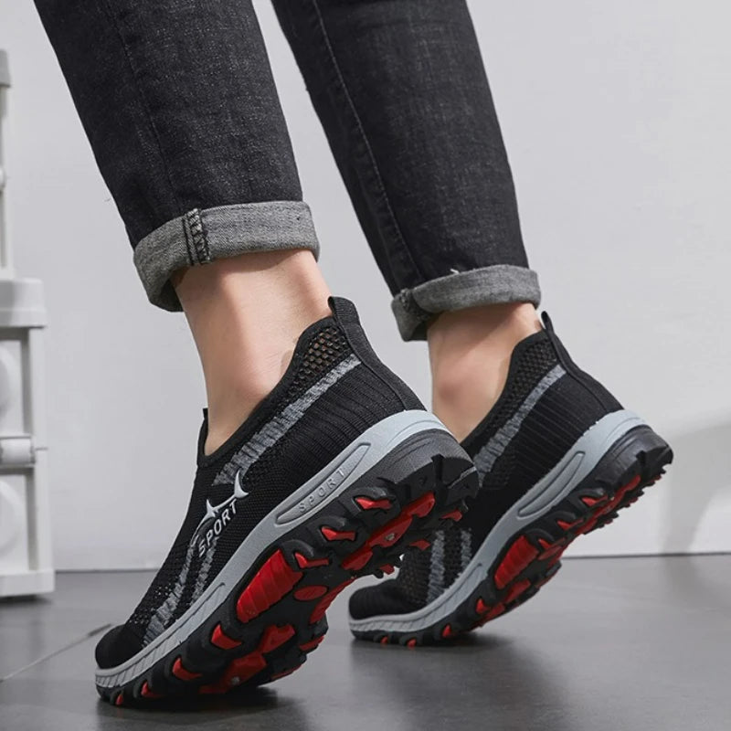 Summer Men's Shoes Lightweight Sneakers Fashion Outdoor Male Hiking Shoes Soft Soled Running Shoes Mesh Slip on Men Casual Shoe