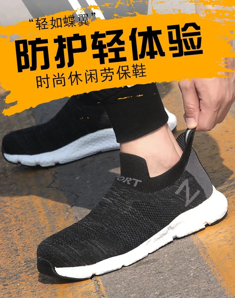 Size 36-46 Men Women Safety Work Boots Outdoor Hiking Shoes Air Mesh Sneaker Popcorn Sole Kevlar Insole Anti-smash Steel Toe Cap