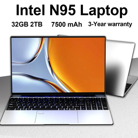 Intel N95 15.6"  Portable Laptop  7500 mAh 32GB Ram DDR4 2TB SSD Windows 11  Notebook Pc Gamer with Backlit Fingerprint
