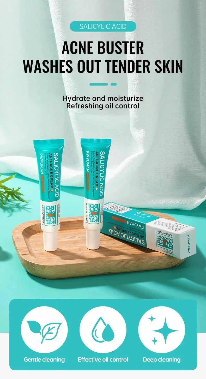 Salicylic Acid Acne Removal Cream Repair Pimple Spots Deep Cleaning Pore Shrinking Oil Control Whitening Moisturizing Skin Care